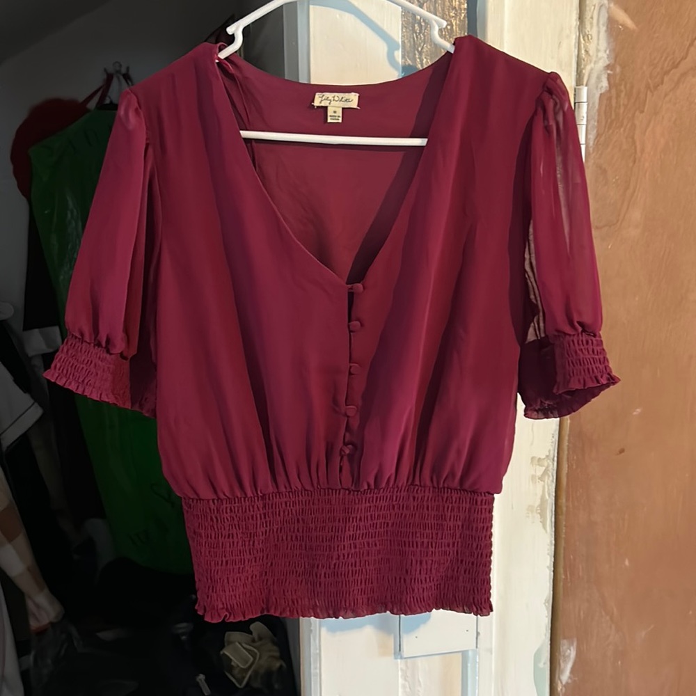 Medium Maroon Lily White button up blouse